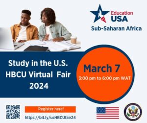 le centre d'orientation et de conseil sur les études aux États-Unis, vous invite à vous inscrire à la foire virtuelle des HBCUs,
