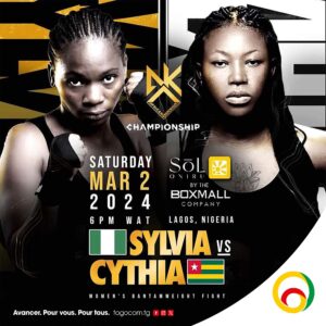 La combattante Togolaise Cynthia Jibidar fait honneur à son pays en participant au plus grand combat de MMA, le 2 mars 2024 au Nigeria.