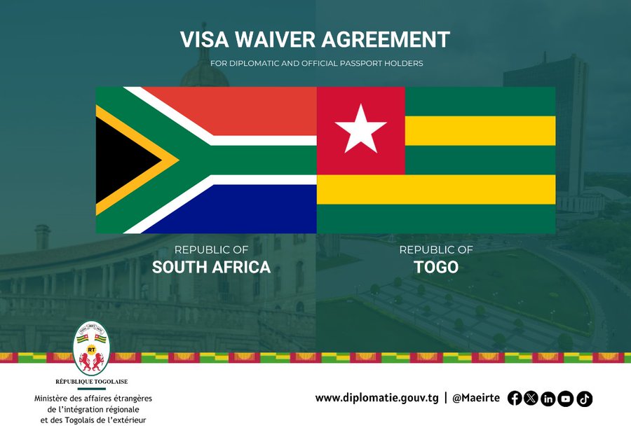 Le Togo et l’Afrique du Sud signent un accord d’exemption de visa