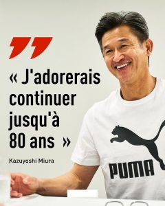 À 57 ans, Kazuyoshi Miura, légende du football japonais, défie le temps en continuant sa carrière professionnelle.