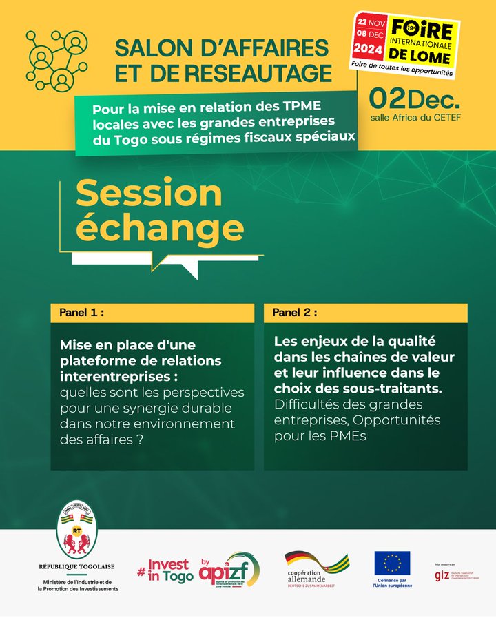 Togo : Un Salon d’Affaires pour Booster les Partenariats Entre Grandes et Petites Entreprises