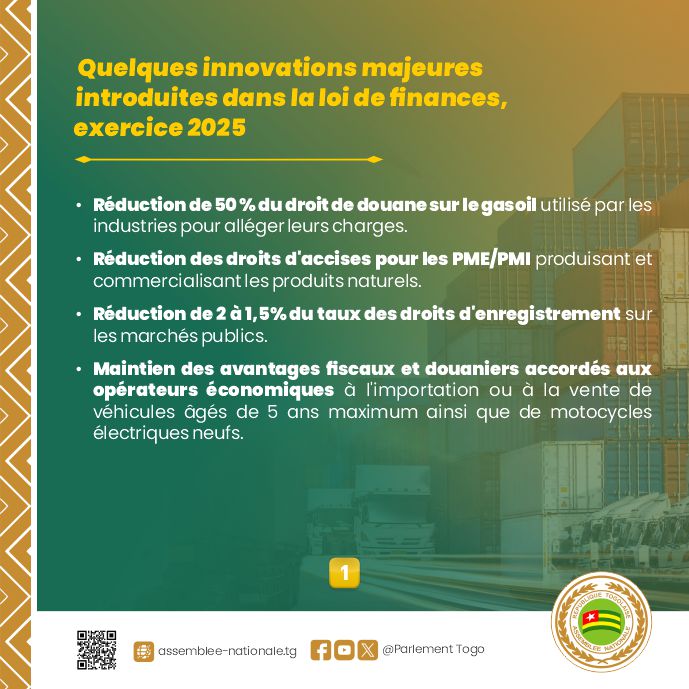 L'Assemblée nationale togolaise adopte la loi de finances 2025, marquant une étape clé dans la stratégie économique et sociale du pays