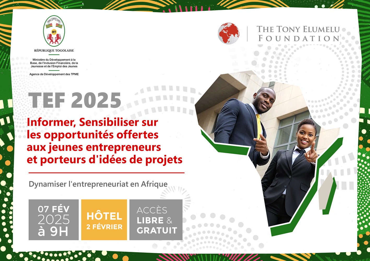 Lomé deviendra le point de convergence des esprits innovants lors d'une conférence majeure organisée par la Fondation Tony Elumelu