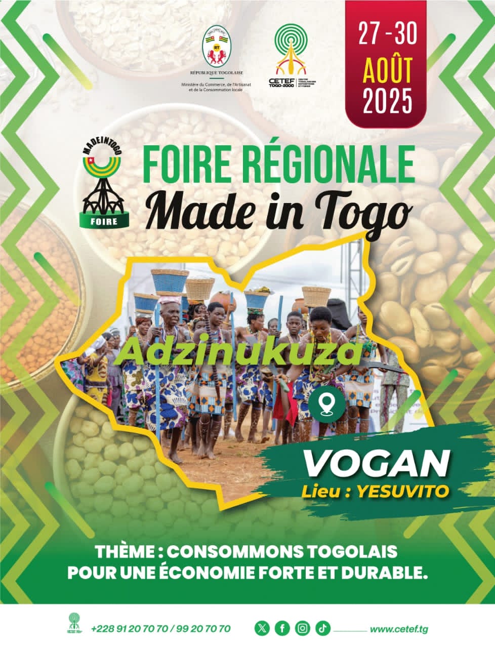 Du 27 au 30 août 2025, Vogan accueille la première Foire Made in Togo Régionale, un événement stratégique pour promouvoir les produits locaux, stimuler l’économie et célébrer les traditions du Vo