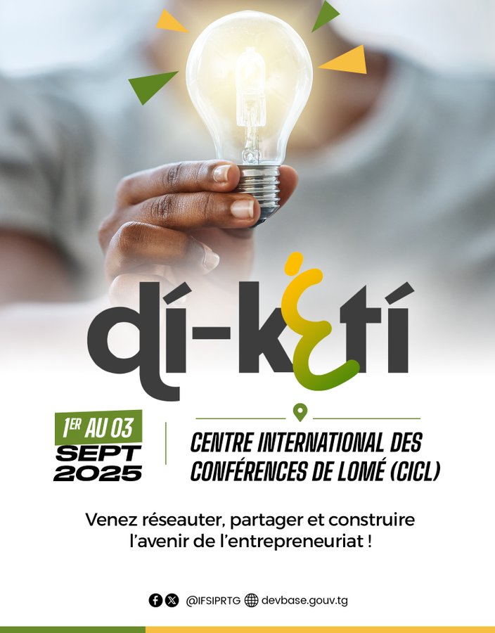 Du 1er au 3 septembre 2025, Lomé accueille le Di-kéti, salon dédié à l’entrepreneuriat et à l’innovation. Un rendez-vous stratégique pour renforcer les compétences, stimuler les partenariats et inscrire l’économie togolaise dans une dynamique territoriale et sociale durable.