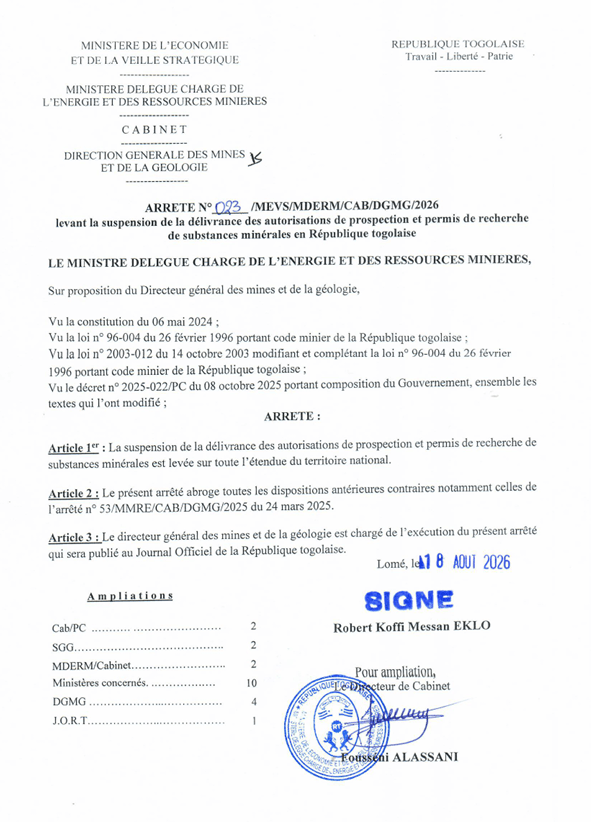 Ministère de l'Energie et des Ressources Minières
